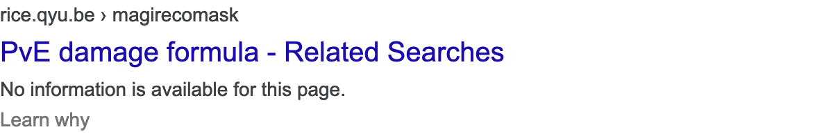 Google result reporting "No information is available for this page."